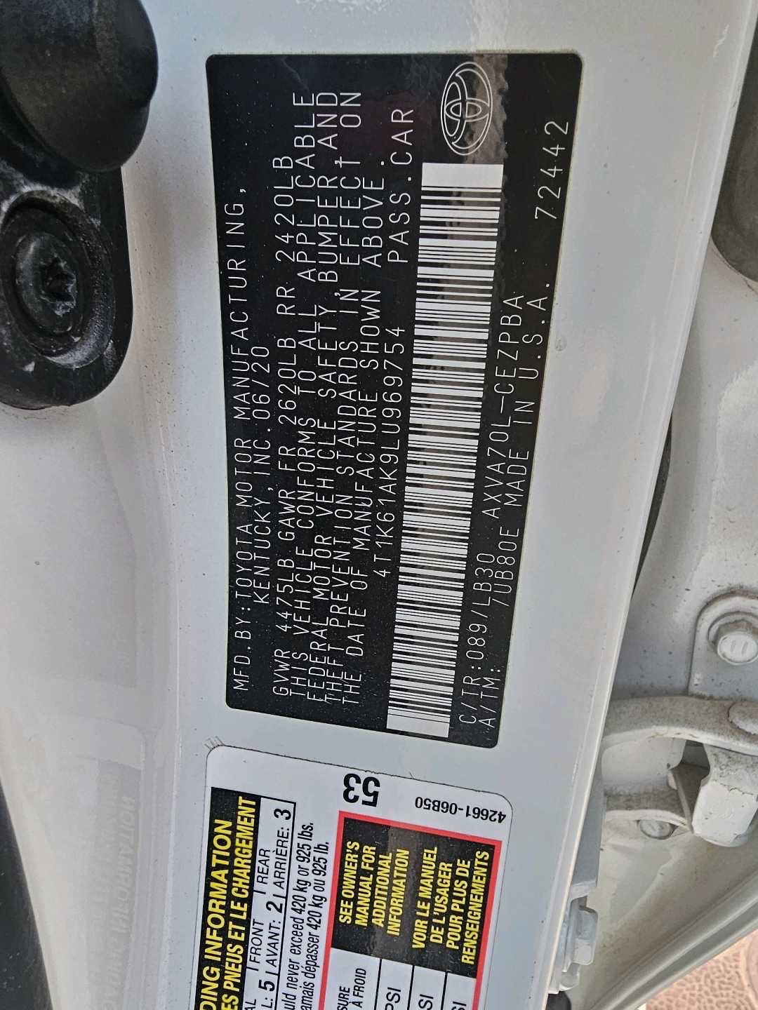 2020 Toyota Camry XSE thumbnail 10
