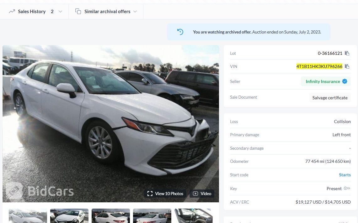 2019 Toyota Camry LE thumbnail 9